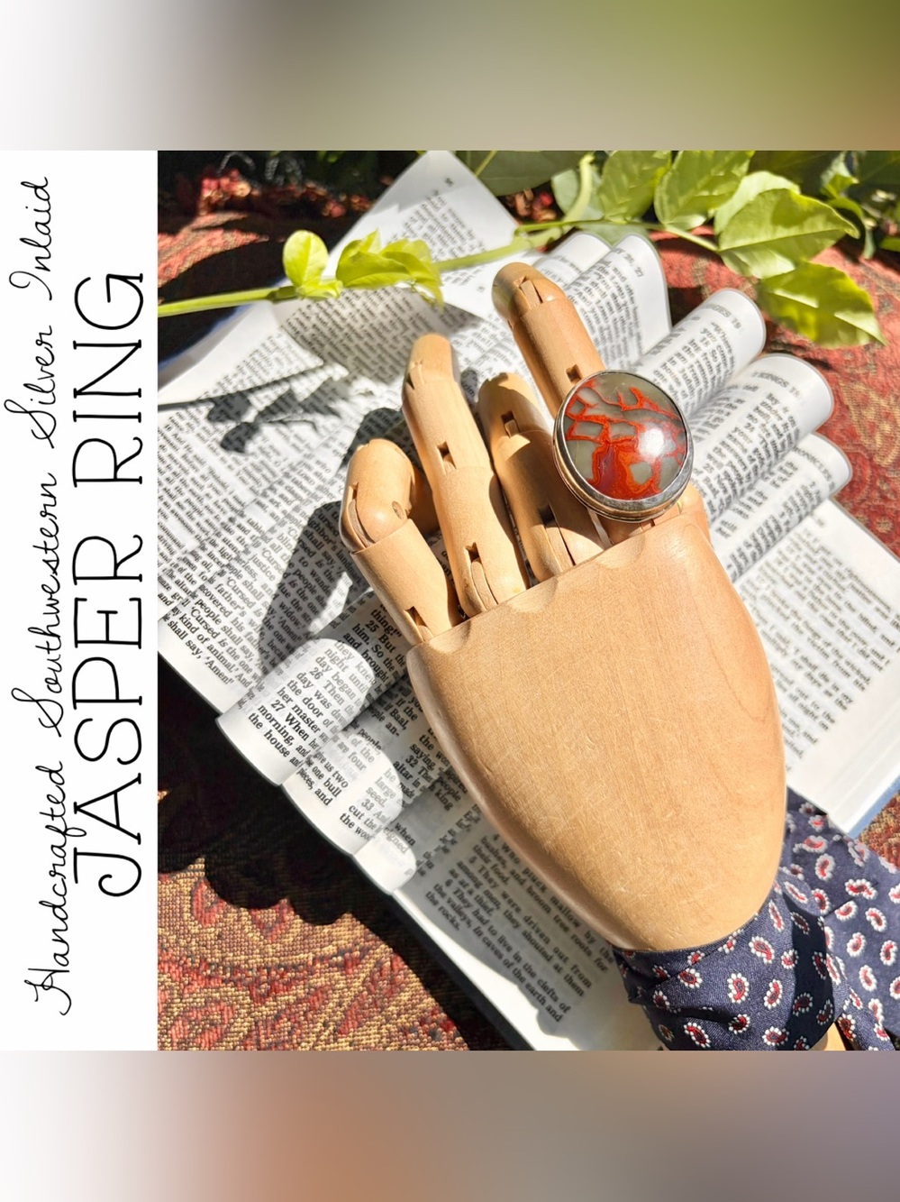 Handcrafted Southwestern Inlaid Jasper Silver Ring